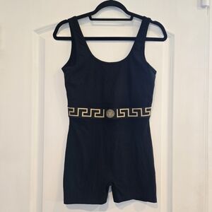 Versace Black Greca Border Medusa Playsuit Romper Size 3, US 0 Style# VERSA31190